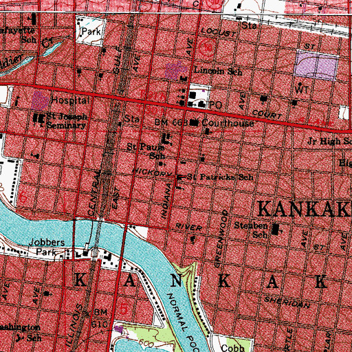 Topographic Map of Saint Patricks School, IL