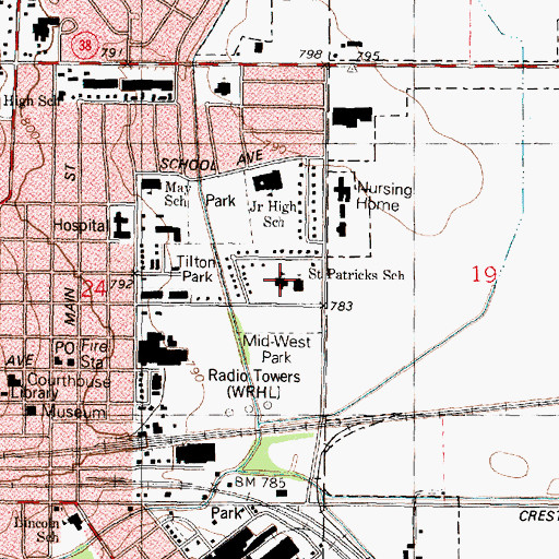 Topographic Map of Saint Patricks School, IL