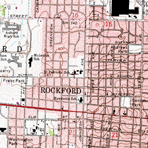 Topographic Map of Saint Patricks School, IL