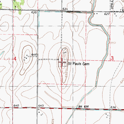 Topographic Map of Saint Paul's Cemetery, IL