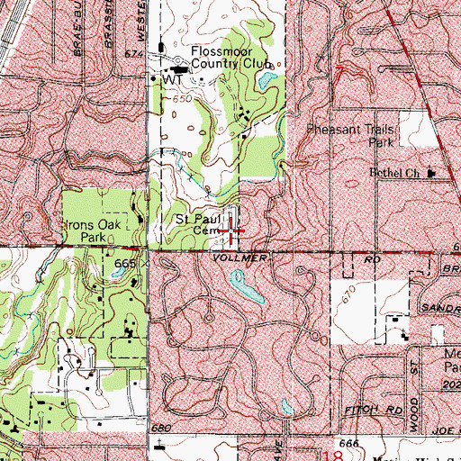 Topographic Map of Saint Pauls Evangelical Lutheran Cemetery, IL