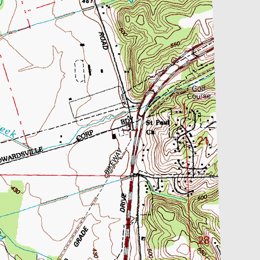 Topographic Map of Saint Paul Church, IL