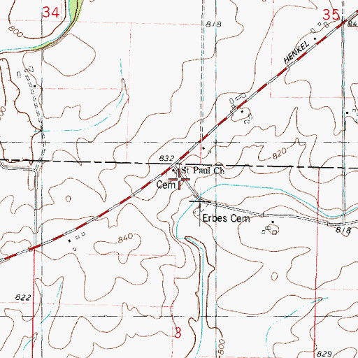 Topographic Map of Saint Paul Church, IL
