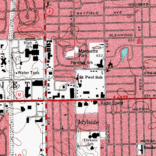 Topographic Map of Saint Paul School, IL