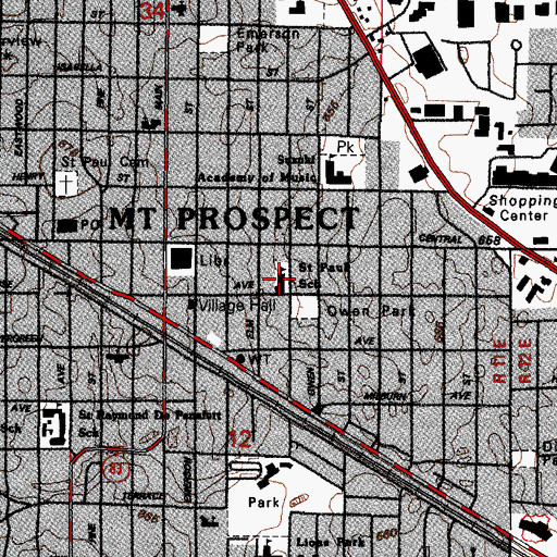 Topographic Map of Saint Paul Lutheran School, IL