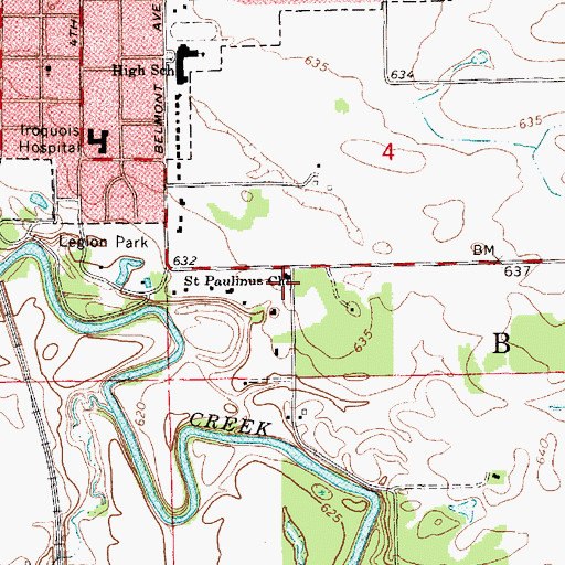 Topographic Map of Saint Paulinus Church, IL