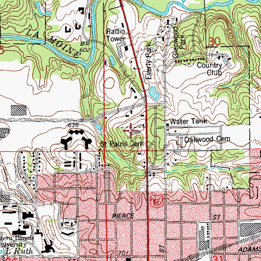 Topographic Map of Saint Pauls Cemetery, IL