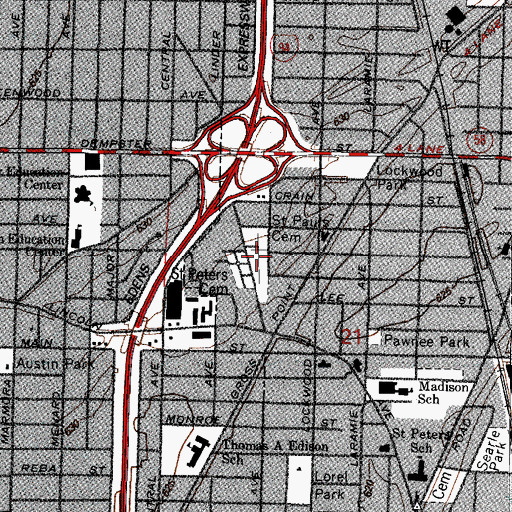 Topographic Map of Saint Pauls Lutheran Cemetery, IL