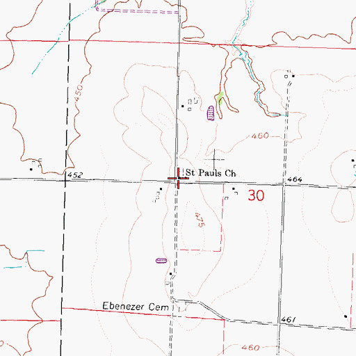 Topographic Map of Saint Pauls Church, IL
