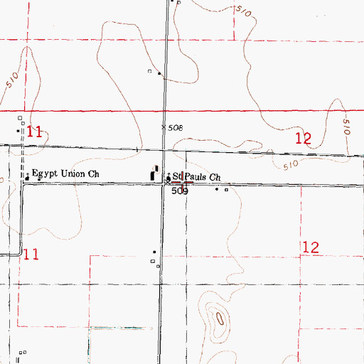 Topographic Map of Saint Pauls Church, IL