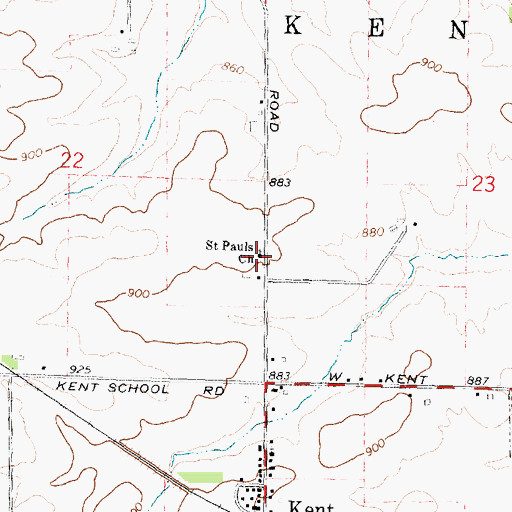 Topographic Map of Saint Pauls Church, IL