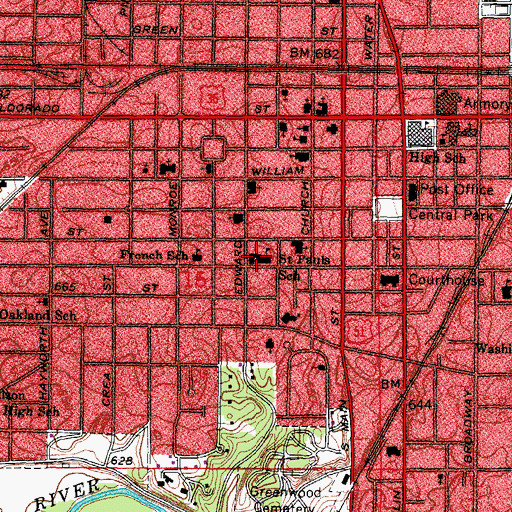 Topographic Map of Saint Pauls School, IL