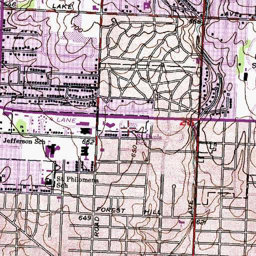 Topographic Map of Saint Pauls School, IL