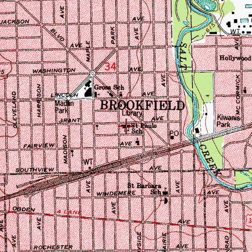 Topographic Map of Saint Pauls School, IL