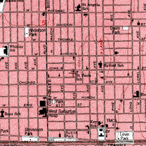 Topographic Map of Saint Pauls School, IL