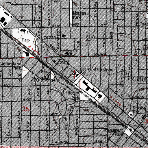 Topographic Map of Saint Paul of the Cross School, IL