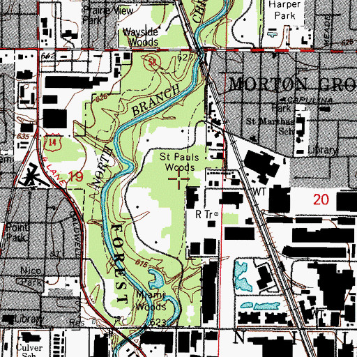 Topographic Map of Saint Pauls Woods, IL