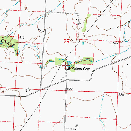 Topographic Map of Saint Peters Cemetery, IL