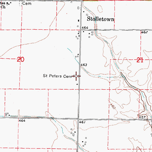 Topographic Map of Saint Peter Cemetery, IL