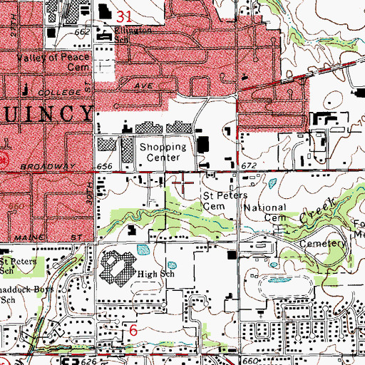 Topographic Map of Saint Peters Cemetery, IL