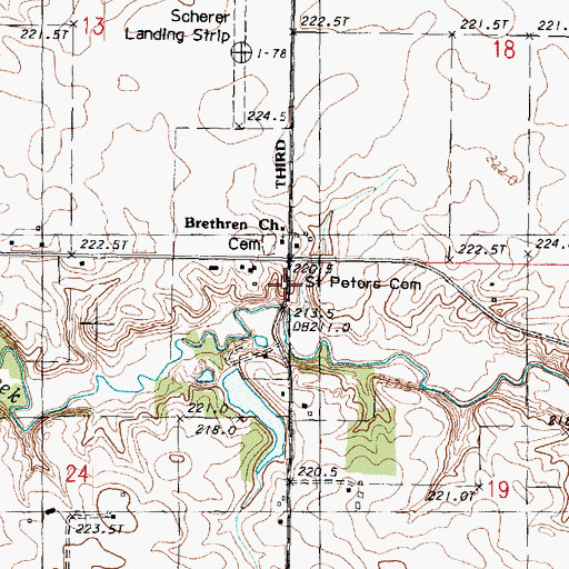 Topographic Map of Saint Peters Cemetery, IL