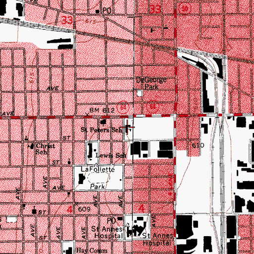 Topographic Map of Saint Peter Canisius School (historical), IL