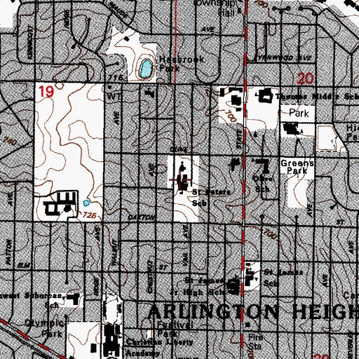 Topographic Map of Saint Peter Lutheran School, IL