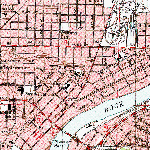 Topographic Map of Saint Peters School, IL