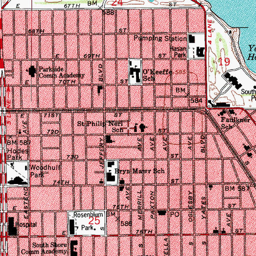 Topographic Map of Saint Phillip Neri School, IL