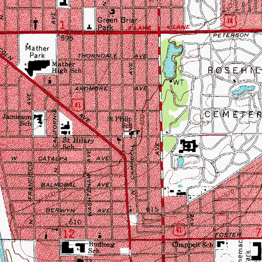 Topographic Map of Saint Philip Lutheran School, IL