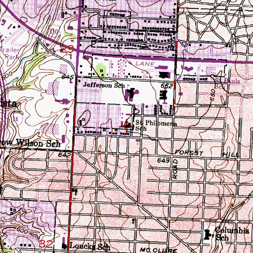 Topographic Map of Saint Philomena School, IL