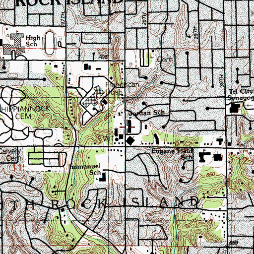 Topographic Map of Saint Pious School, IL