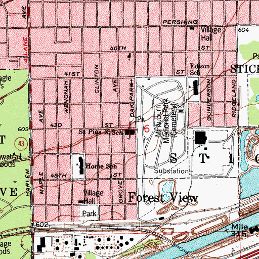 Topographic Map of Saint Pius X School, IL