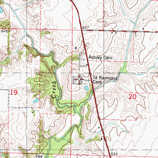 Topographic Map of Saint Raymond's Cemetery, IL