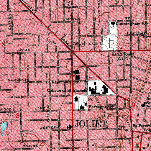 Topographic Map of Saint Raymonds School, IL