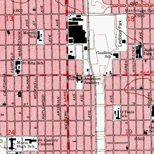 Topographic Map of Saint Rita High School, IL