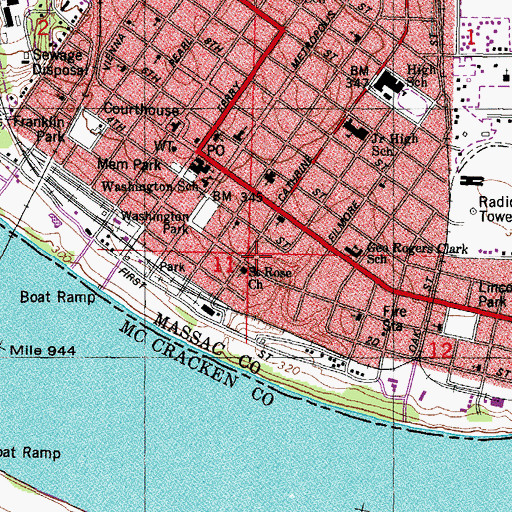 Topographic Map of Saint Rose School, IL