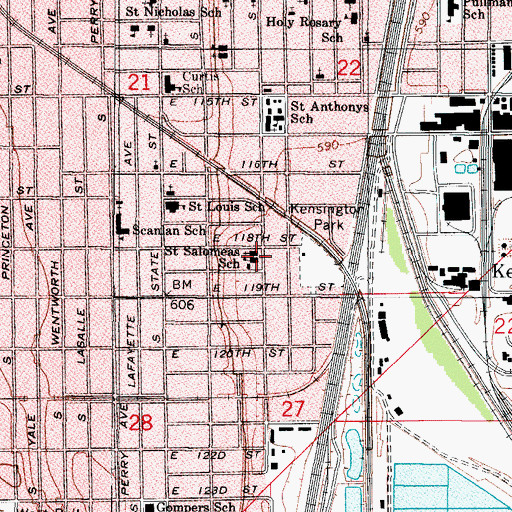 Topographic Map of Saint Salomeas School, IL