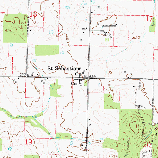 Topographic Map of Saint Sebastian Catholic Church, IL