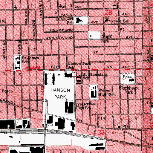 Topographic Map of Saint Stanislaus School, IL