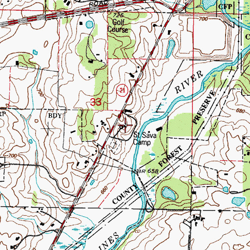 Topographic Map of Saint Sava Monastery, IL