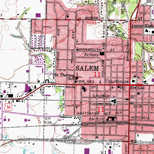 Topographic Map of Saint Theresa School, IL