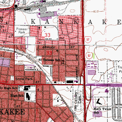 Topographic Map of Saint Teresas School, IL