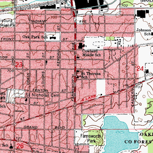 Topographic Map of Saint Theresa School, IL