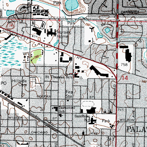 Topographic Map of Saint Theresa School, IL
