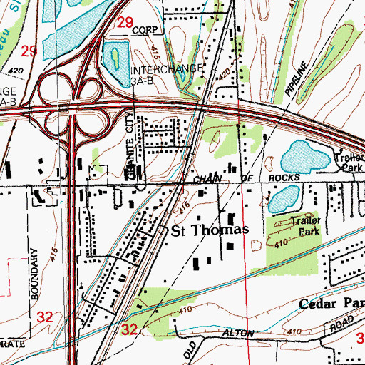 Topographic Map of Saint Thomas, IL
