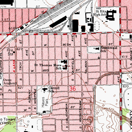 Topographic Map of Saint Thomas More School, IL