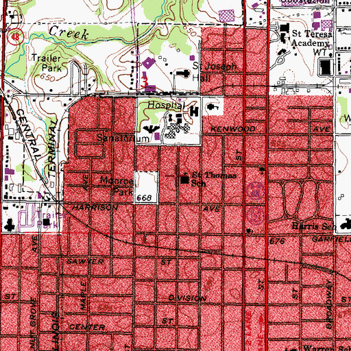 Topographic Map of Saint Thomas School, IL