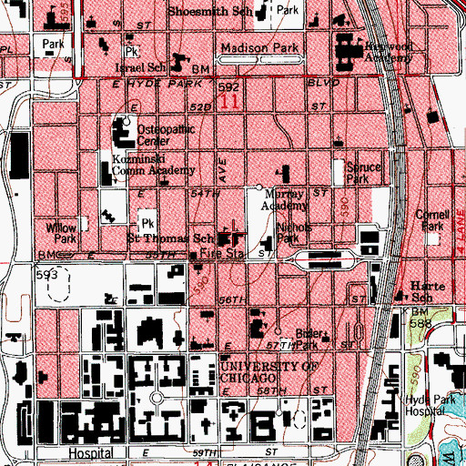Topographic Map of Saint Thomas the Apostle Grade School, IL