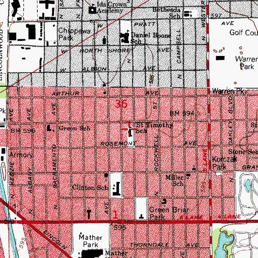 Topographic Map of Saint Timothy School, IL